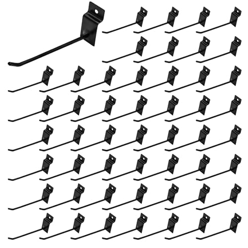 50Pcs 6 Inches Black Slatwall Panel Hooks Bulk Set, Metal Slat Wall Hanging Display Hanger Hooks, Pegboard Organizer for Gridwall Garage Shop Retail - color: Black, size: 6 Inch