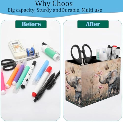 Pen Holder and Anti-Slip Mouse Pad Combination, Makeup Brush Storage Box, Tableware Storage Box, Suitable for Office and Home - Cute Little Elephant Flower - color: Cute Little Elephant Flower