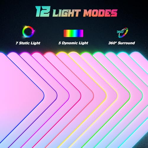 ITNRSIIET RGB Gaming Mouse Pad Full Desk XL Extended Large Gaming Mousepad 12 Lighting Modes, 30% Thicker, Big LED Desk Mat for Keyboard Men Gamers Esport Pros, 32" x 12",Gradient Blue Pink - color: Z-gradient Blue Pink