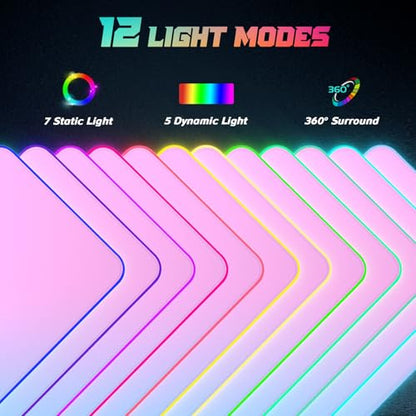 ITNRSIIET RGB Gaming Mouse Pad Full Desk XL Extended Large Gaming Mousepad 12 Lighting Modes, 30% Thicker, Big LED Desk Mat for Keyboard Men Gamers Esport Pros, 32" x 12",Gradient Blue Pink - color: Z-gradient Blue Pink
