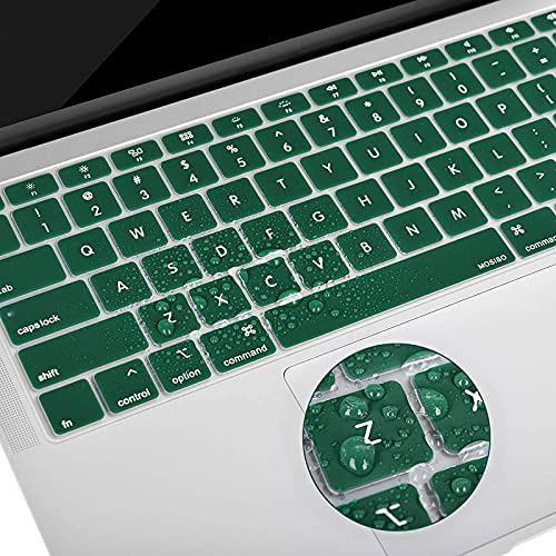 MOSISO Keyboard Cover Compatible with MacBook Air 13 inch 2022 2021 2020 Release A2337 M1 A2179 Retina Display with Touch ID Backlit Magic Keyboard, Waterproof Protective Silicone Skin, Peacock Green - color: Peacock Green