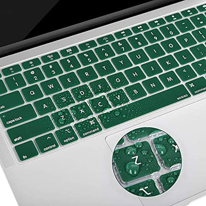 MOSISO Keyboard Cover Compatible with MacBook Air 13 inch 2022 2021 2020 Release A2337 M1 A2179 Retina Display with Touch ID Backlit Magic Keyboard, Waterproof Protective Silicone Skin, Peacock Green - color: Peacock Green