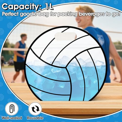 AKAIXI 24pcs 3.5Mil Thickened Volleyball Gift Bags Reusable Sealed Bags | with Handle Stand-up Volleyball Treat Bags for Volleyball Coach Team and Volleyball Mom, Party Favor Birthday Gifts Supplies - color: Volleyball