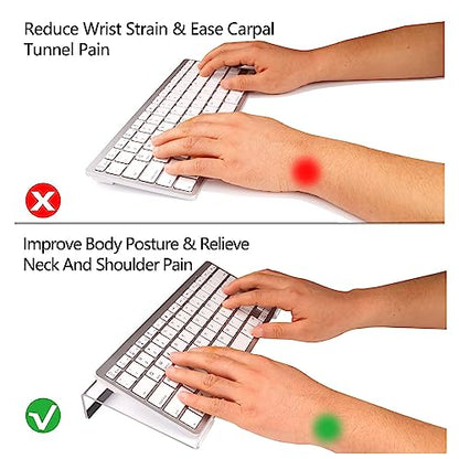 Egchi Small Computer Keyboard Stand, 11.8 x 5.1 Inch- Keyboard Tray for 78 Keys Keyboard, Acrylic Keyboard Riser Lift for Desk, keyboard Holder for Mini Computer Keyboard & Apple Magic Keyboard -Clear - color: Clear 11.8in L* 5.1in W* 1.3in H