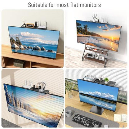 CABTE Adjustable Steel TV Top Shelf, Floating TV Stand, Universal Monitor Shelf for Soundbar, Game Console, Cable Box, Router Shelves (16.93x4.72inch with 1 Boxes) - style: 16.93x4.72inch with 1 Boxes