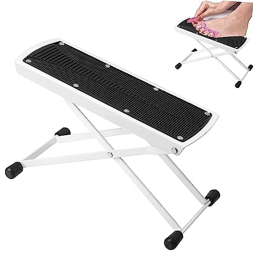 Foldable Pedicure Foot Rest, 6 Heights Adjustable Foot Stand Pedicure Tool, Non-Slip Sturdy Beauty Footrest for Easy-at Home Pedicures, Pedicure Stool Assistant for Home Foot Spa Bath - color: White