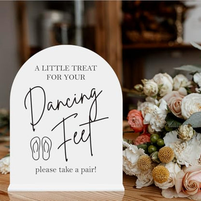 Dancing Feet Sign, Wedding Flip Flops Sign, Wedding Engagement Bridal Shower Reception Party Table Desk Acrylic Decor 8x10 Inch - color: dancing feet 8x10