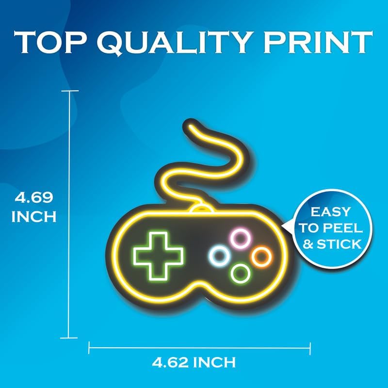 Game Controller Pad Neon Video Game Stickers - Premium Quality Vinyl Bumper Stickers 2-Pack | 5-Inch on Widest Side | Made in USA - FHJ534