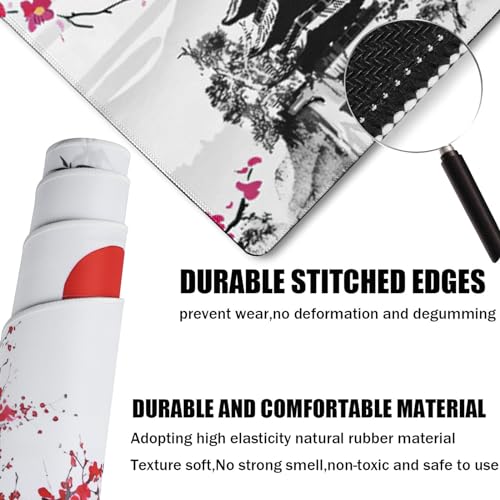 Japanese Landscape Large Mouse Pad, Large Extended Mouse Pad for Home Office Gaming Work 31.5x15.7inch, Big Computer Mousepad Waterproof Non-Slip Rubber Mice Pads Stitched Edges - color: Landscape, size: 31.5" x 15.7"