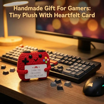 Handcrafted Crochet Game Controller, Gift for Teacher Boss Coworker, Emotional Support Decor with Inspirational Card, Positive Present for Various Occasions - style: THANK YOU