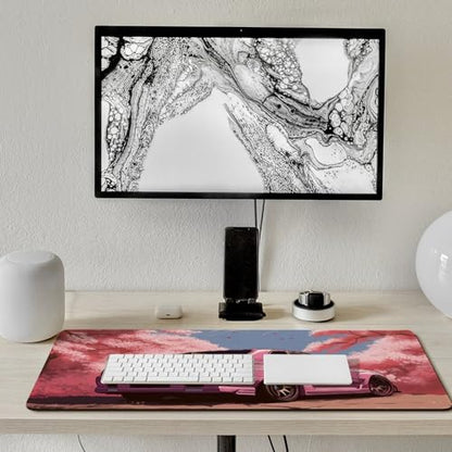 Large Mouse Pad Desk Mat Computer Accessories Gaming Office Organizers Supplies Decor Essentials Keyboard Pads for Desk Rubber Japan JDM Car R34 Pink Cherry Tree Mount Fuji 40x90cm - size: 40x90cm
