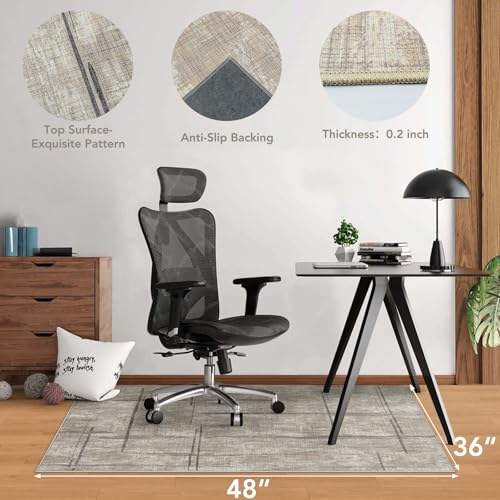 Office Chair Mat for Hardwood Floor&Tile Floor,36"X 48" Heavy Duty Desk Chair Mat for Hard Floors,Under Desk Rug for Rolling Computer Chair,Anti Slip,Low Pile Carpet Floor-Khaki - color: Khaki, size: 36"X 48"