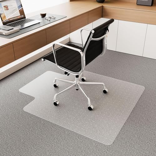 Office Chair Mat for Carpet, 53" x 45" Studded Desk Chair Mat for Low Pile Carpeted Floors, Transparent Carpet Protector Mat for Office Chairs - color: Spiked Clear, size: 45" x 53" Lip