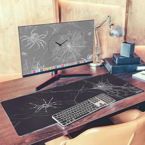 XXL Spider Web Gaming Mouse Pad for Desk - Large Desk Mat for Keyboard and Mouse - PC Mouse Pad with Non-Slip Water-Resistant Rubber Base, Stitched Edges - 35.4x15.7 in (90x40 cm, XX-Large) - color: Spider Web, size: 35.4L x 15.7W inches