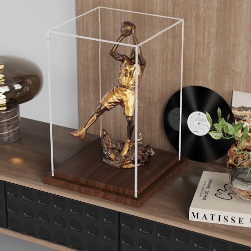 VGMiu Display Cases for Collectibles with Wood Base, Clear Acrylic Display Case Box Showcase for Collectibles, Memorabilia Displays Case for Action Figures Doll Toys - size: Collectibles Case