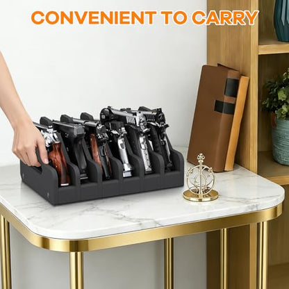 JBBTOOL Foam Pistol Rack for Gun Safe, Gun Cabinet Accessories, 6 Slots Soft Foam Handgun Storage Organizer, Anti-Slip Revolver Firearm Stand Display Holder