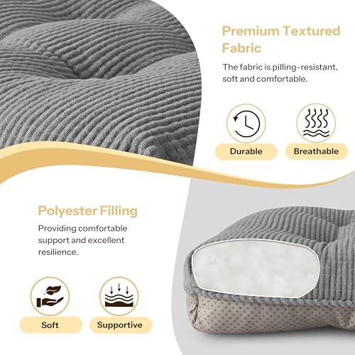 Indoor Kitchen Chair Cushions Set of 4 18"X16.5"X3" Soft Anti Slip Dining Chair Pads Tufted Kitchen Seat Cushion with Ties, Grey - color: Grey