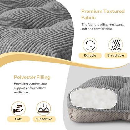 Indoor Kitchen Chair Cushions Set of 4 18"X16.5"X3" Soft Anti Slip Dining Chair Pads Tufted Kitchen Seat Cushion with Ties, Grey - color: Grey