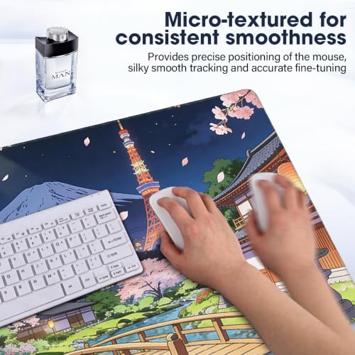 Durable Desk Pad 31.5x15.7 Inch - Thick XXL Mouse Pad with Anti Fray Stitched Edges, Natural Rubber Base, Smooth Fabric Top, Bridge - color: Bridge, size: 31.5" x 15.7"