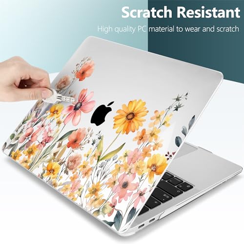 DONGKE Compatible with MacBook Air 13 inch Case 2021 2020 2019 2018 Release A2337 M1 A2179 A1932 with Retina Display Touch ID, Plastic Hard Shell & Keyboard Cover - Color Daisy - color: Color Daisy X811