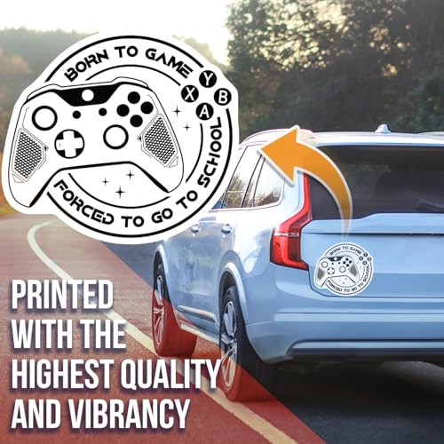 Born to Game Sticker - Forced to Go to School Sticker - Gamer Sticker - Fun Gaming Sticker - Video Game Sticker - School Sticker - Notebook - 5" Vinyl Sticker - Durable Design for AAS1228