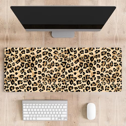 Mousepad Desk Mat Gaming Large Keyboard Cute Office Desktop Computer Laptop XXL Long Big Kawaii Aesthetic Girly Pretty Design Women Girl Gamer Oversized Wide 30x12'' Mousepad, Leopard - color: Leopard