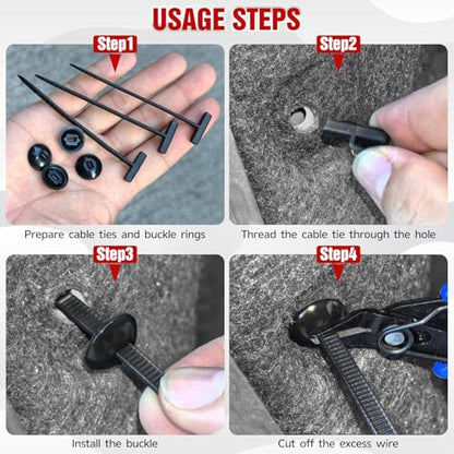 90PCS Nylon Universal Cable Tie Buckle, Automotive Zipper Clips, Upgraded Plastic Rivet T Zip Ties, Car Daily Maintenance Plastic Fastener Kit