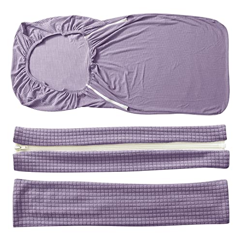 FORCHEER Office Chair Cover Water Repellent Jacquard Armrest Swivel Chair Slipcovers Removable Stretch Universal Computer Chair Cover L with Chair Arm Cover 2P-Purple - color: Purple, size: Large+Chair-Arm Cover