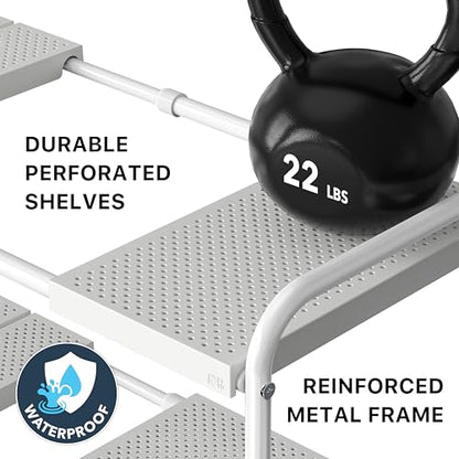 Simple Houseware Under Sink 2 Tier Expandable Heavy Duty Metal Shelf Organizer Rack, White (Expand from 15 to 25 inches) - color: White