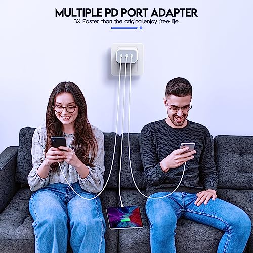 iPhone 16/17 Charger Block,USB C Charger [2 Pack] 35W 3-Port Wall Cube Fast Type C Charging Block PD Power Adapter for iPhone 17/17 Pro Max/16/16Pro/15/15Pro/14 Pro Max/13/12/11, iPad,Galaxy,Pixel 4/3