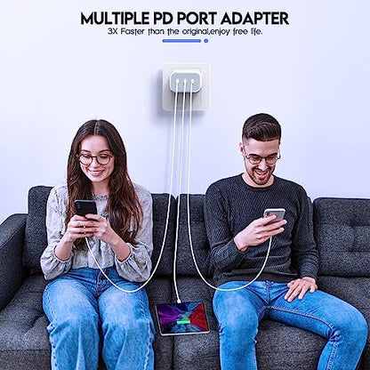 iPhone 16/17 Charger Block,USB C Charger [2 Pack] 35W 3-Port Wall Cube Fast Type C Charging Block PD Power Adapter for iPhone 17/17 Pro Max/16/16Pro/15/15Pro/14 Pro Max/13/12/11, iPad,Galaxy,Pixel 4/3