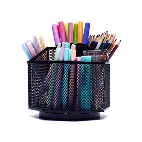 Exerz Desk Organiser/Mesh Desk Tidy Candy/Pen Holder/Multifunctional Organiser 360 Rotating - color: Black