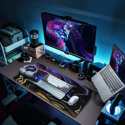 Canjoy Gaming Mouse Pad, Fluid Pattern Mouse Pad 31.5x15.7inch Large Extended Computer Mouse Mat Keyboard Full Desk Mousepad for Gaming, Office, Home - color: Blue-purple Fluid, size: 800*400mm