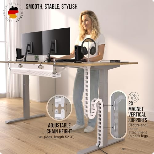 Ultimate Setup Under Desk Cable Management Vertebrae - Perfect for Sit Stand Desk - White, 133 cm - color: White