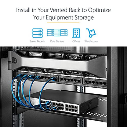 StarTech 2U Vented Cantilever Rack Shelf, 16in Deep, 50lb, TAA (CABSHELFV) - size: 16"