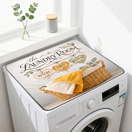 Nuxovilar Laundry Room Dryer Cover for the Top, Non-slip Washer & Dryer Protector, 23.62"x19.68" Dust-proof Washing Machine Mat, Diatom Mud Polyester Top Pad for Laundry Room - color: Yhd19152
