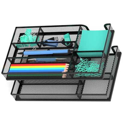 Desk Drawer Organizer, Metal Mesh Dividers Organizer (Blak-2P, Small) - color: 2PC-Black-Small