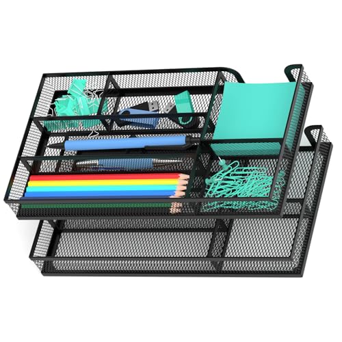Desk Drawer Organizer, Metal Mesh Dividers Organizer (Blak-2P, Small) - color: 2PC-Black-Small