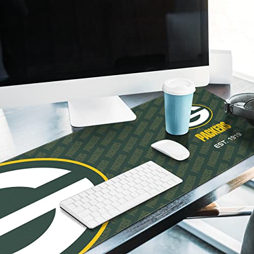 YouTheFan NFL Officially-Licensed Logo Series Desk Pad SMU - Water and Stain Resistant, Heavy-Duty Non-Slip Rubber Backing - fits Under Mouse, Computer and Keyboard - size: One Size, style: Green Bay Packers
