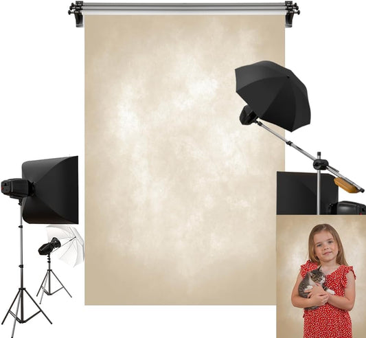 Kate 5x7ft/1.5x2.2m Light Yellow Backdrop Little Brown Gold Abstract Texture Portrait Photography Backgrounds Photo Studio Props - color: Beige, size: 5x7ft