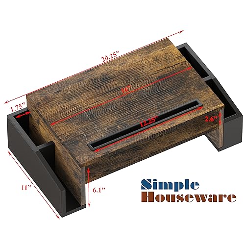 Simple Houseware Desk Monitor Stand Riser with Adjustable Organizer Tray, Rustic Brown - color: Rustic Brown