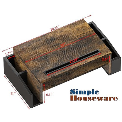 Simple Houseware Desk Monitor Stand Riser with Adjustable Organizer Tray, Rustic Brown - color: Rustic Brown