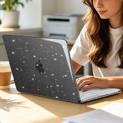 MOSISO Sparkly Glitter Case Compatible with MacBook Neo Case 13 inch 2026 Release Model A3404 with A18 Pro Chip, Crack-Resistant Protective Hard Shell Case&Keyboard Cover&ScreenFilm&Pouch, Black - color: Black