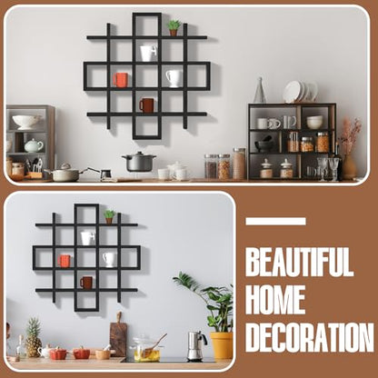 Suzile Oversize Coffee Mug Display Rack Wooden Display Shelves Rustic Wooden Floating Curio Shelf Travel Wall Mounted Coffee Mug Rack Holder Shadow Box Shelf(5.1x5.1x3in,Black) - color: Black