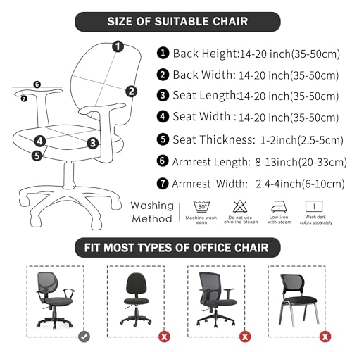 4 Pieces Velvet Office Chair Cover for Desk Chair Back and Seat with Armrest Covers Stretch Black Split Office Chair Slipcovers Set Washable - color: Velvet-black, size: Large