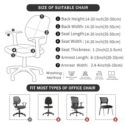 4 Pieces Velvet Office Chair Cover for Desk Chair Back and Seat with Armrest Covers Stretch Black Split Office Chair Slipcovers Set Washable - color: Velvet-black, size: Large