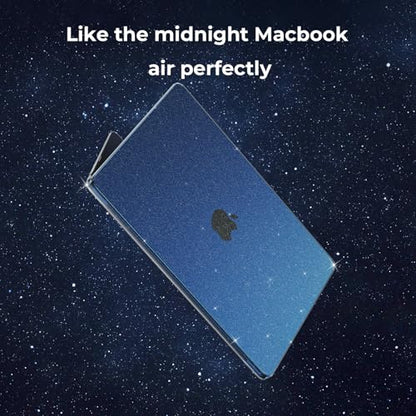 EooCoo Case Compatible with MacBook Air 13 inch M5 2026-2022 Release M4 M3 M2 A3449 A3240 A3113 A2681, Glitter Hard Shell&Keyboard Skin Cover&Screen Protector for Mac Air 13.6 inch, Sparkly Midnight - color: Glitter Midnight
