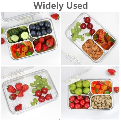 Small Snackle Box Container, Updated PP Dishwasher Safe Divided Serving Tray with Lid, 4 Compartment Snack Box Container for Candy, Fruits, Charcuterie, Travel & Parties, BPA-Free, 2 Pack - color: Cream 2 Pack