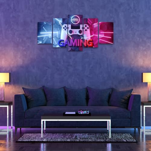 Merrleem Gamer Room Wall Art Canvas Picture, Gaming Symbol Artwork, Gampad Art Print, Teen Boys Game Room Bedroom Decor (X-Large, Wrapped Canvas) - size: X-Large