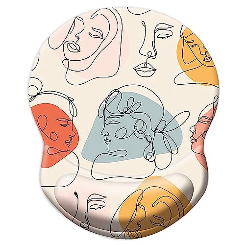 Ergonomic Wrist Support Mouse Pad - Comfortable Computer Mouse Pad with Non-Slip PU Base for Home Office Working Gaming (Art Faces) - color: Art Faces